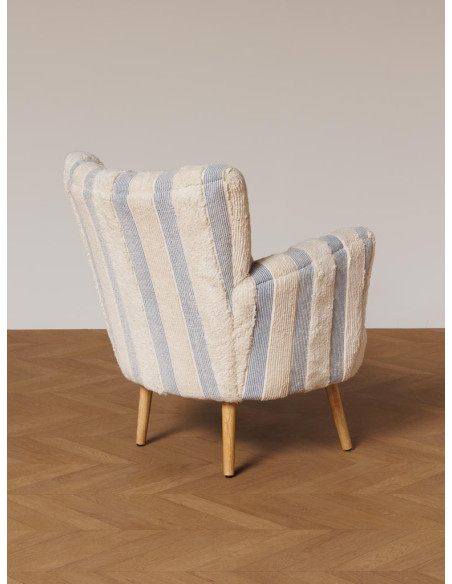 Fauteuil rayé coton bleu 77x76x84 cm Harina  - 7