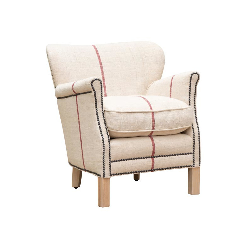 Fauteuil bergère toile sac à farine 70x68x73 cm Turner  - 1