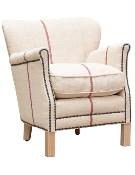 Fauteuil bergère toile sac à farine 70x68x73 cm Turner  - 1
