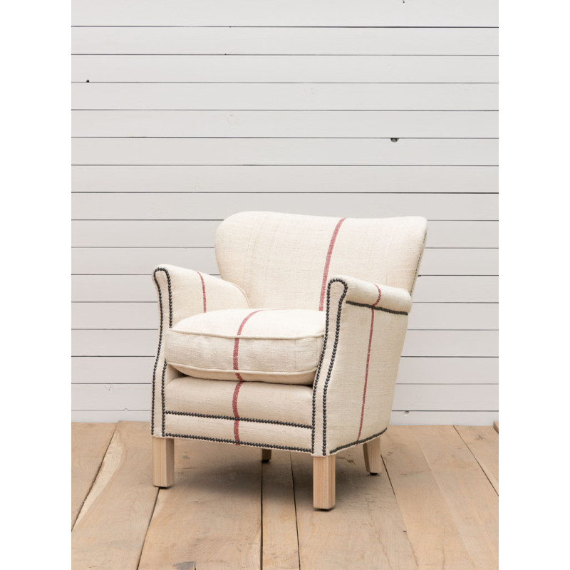 Fauteuil bergère toile sac à farine 70x68x73 cm Turner  - 2