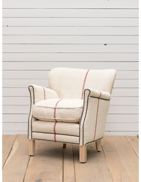 Fauteuil bergère toile sac à farine 70x68x73 cm Turner  - 2