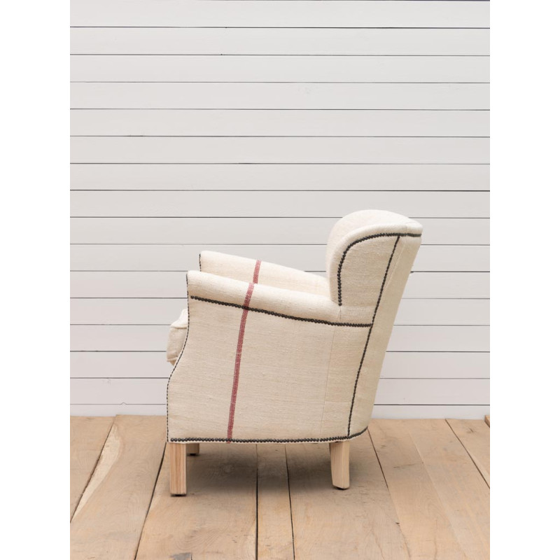 Fauteuil bergère toile sac à farine 70x68x73 cm Turner  - 4