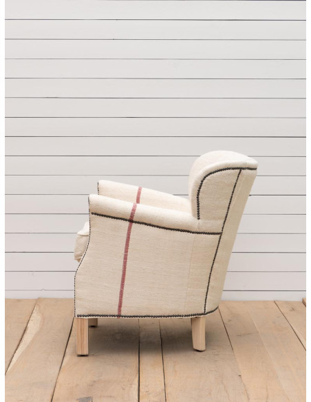 Fauteuil bergère toile sac à farine 70x68x73 cm Turner  - 4