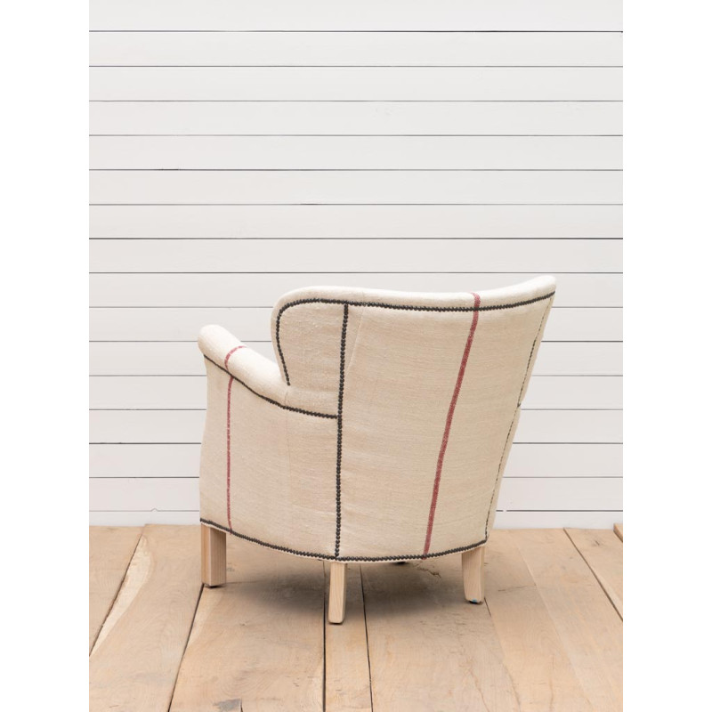 Fauteuil bergère toile sac à farine 70x68x73 cm Turner  - 5
