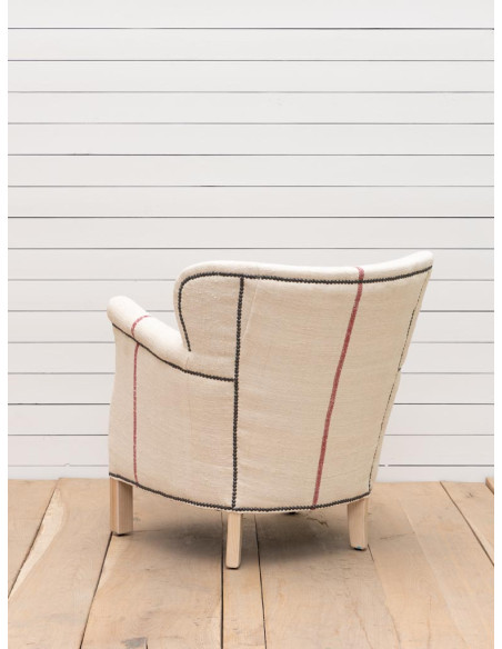 Fauteuil bergère toile sac à farine 70x68x73 cm Turner  - 5