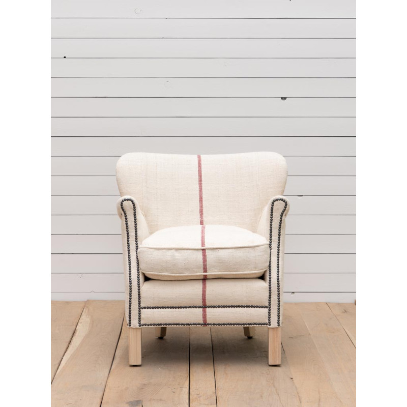 Fauteuil bergère toile sac à farine 70x68x73 cm Turner  - 6