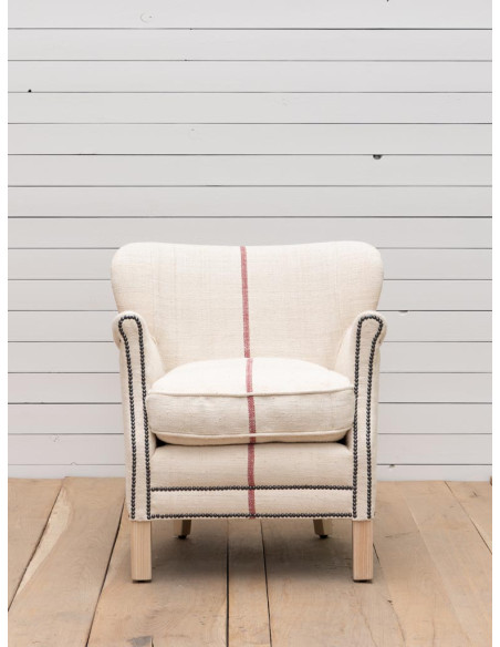 Fauteuil bergère toile sac à farine 70x68x73 cm Turner  - 6