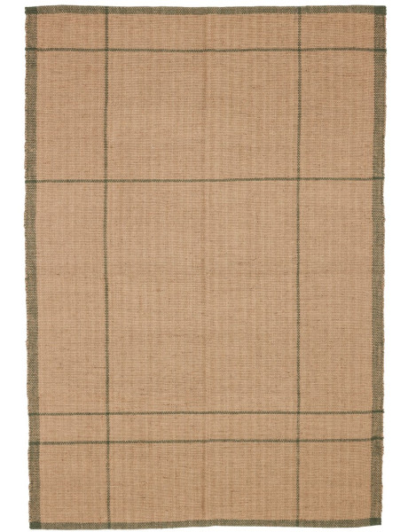 Tapis jute naturel bordure verte 140x200 cm Capri Hübsch - 1