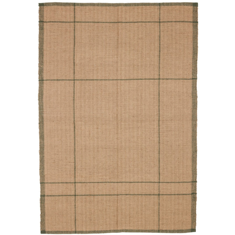 Tapis jute naturel bordure verte 140x200 cm Capri Hübsch - 1