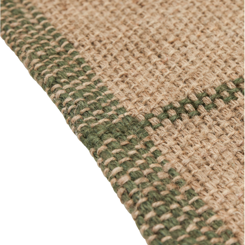 Tapis jute naturel bordure verte 140x200 cm Capri Hübsch - 3