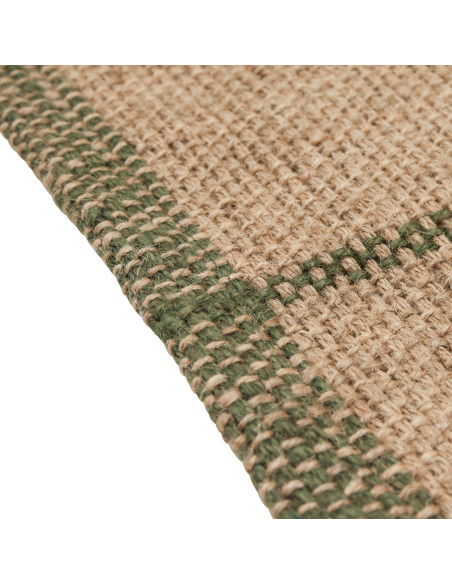 Tapis jute naturel bordure verte 140x200 cm Capri Hübsch - 3