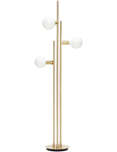 Lampadaire 3 globes blancs finition laiton 78x28x150 cm Balance Hübsch - 1