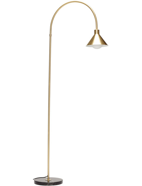 Lampadaire arc métal couleur laiton et marbre noir 60x168 cm Pipe Hübsch - 1