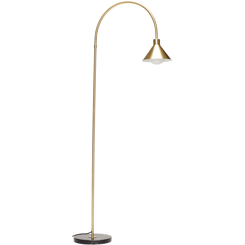 Lampadaire arc métal couleur laiton et marbre noir 60x168 cm Pipe Hübsch - 1