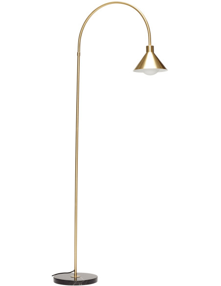 Lampadaire arc métal couleur laiton et marbre noir 60x168 cm Pipe Hübsch - 1