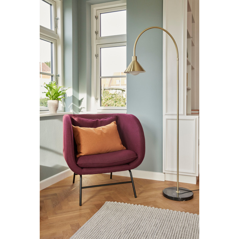 Lampadaire arc métal couleur laiton et marbre noir 60x168 cm Pipe Hübsch - 2