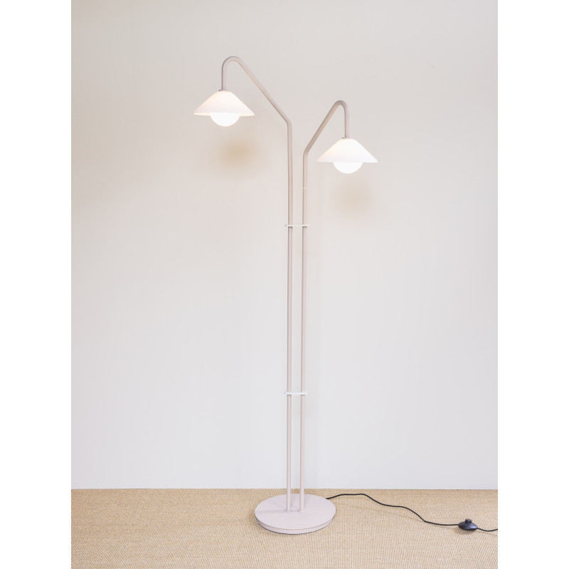 Lampadaire double beige verre blanc 30x50x165 cm Como Hübsch - 8