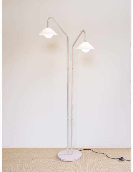 Lampadaire double beige verre blanc 30x50x165 cm Como Hübsch - 8