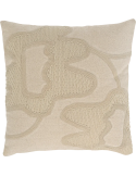 Coussin carré brodé écru coton mélangé 50x50 cm Kedi