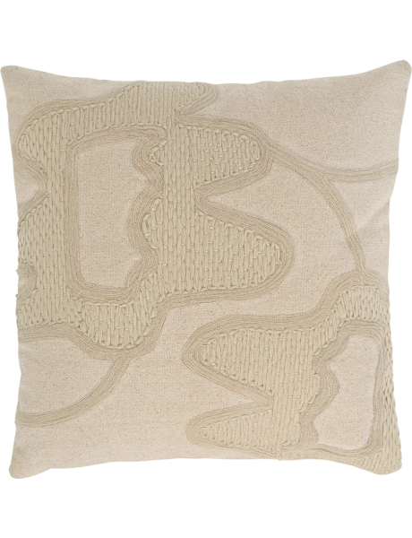 Coussin carré brodé écru coton mélangé 50x50 cm Kedi Urban Nature Culture - 1