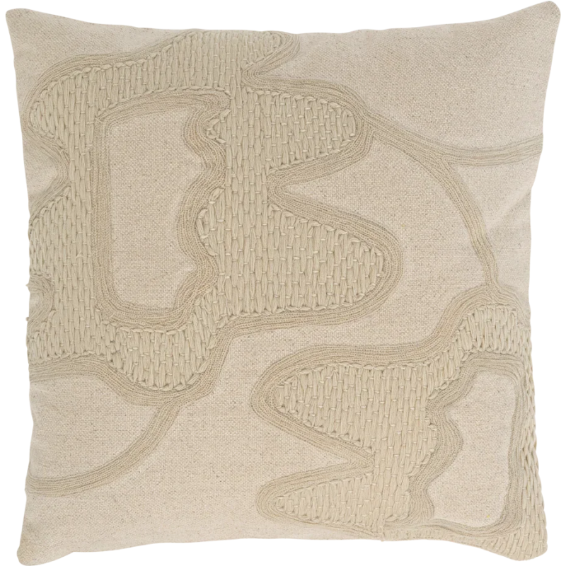 Coussin carré brodé écru coton mélangé 50x50 cm Kedi Urban Nature Culture - 1