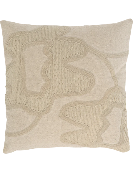 Coussin carré brodé écru coton mélangé 50x50 cm Kedi Urban Nature Culture - 1
