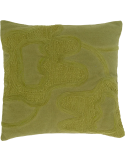 Coussin carré brodé vert olive coton mélangé 50x50 cm Kedi