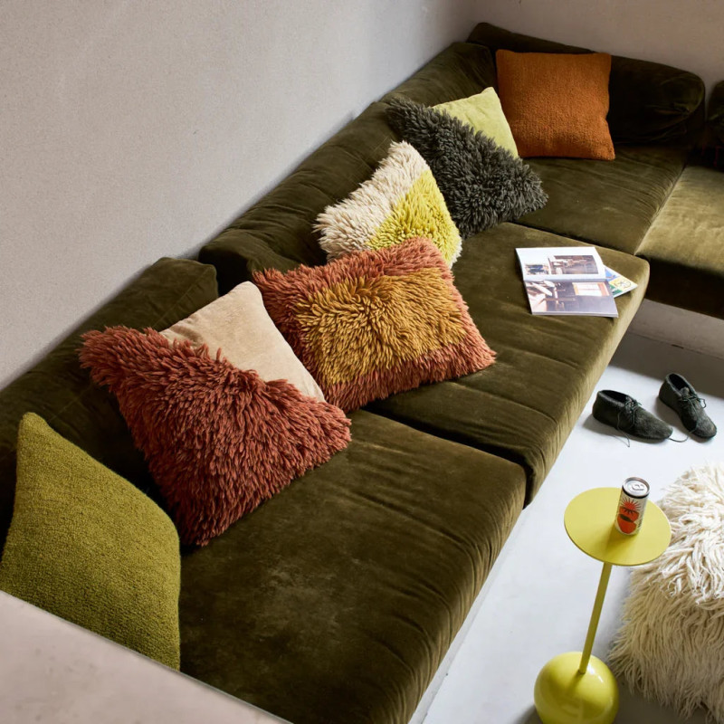 Coussin bouclette ocre en coton laine 50x50 cm Megan Urban Nature Culture - 4