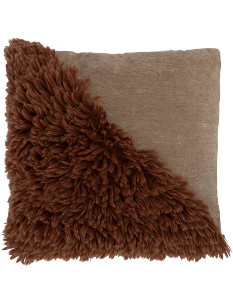 Coussin poils longs terracotta taupe 50x50 cm Sirle Urban Nature Culture - 1