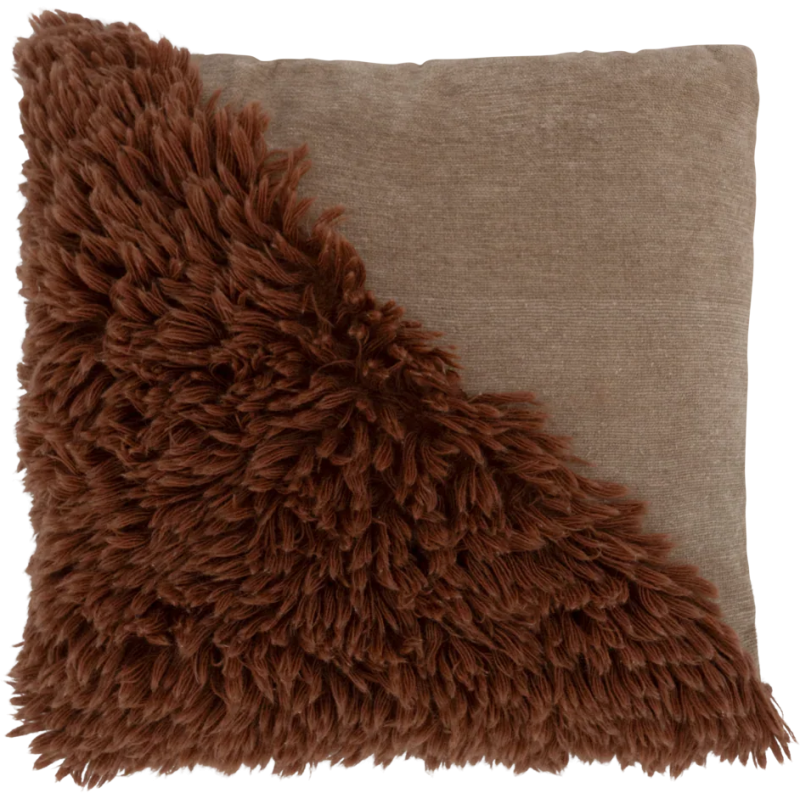 Coussin poils longs terracotta taupe 50x50 cm Sirle Urban Nature Culture - 1