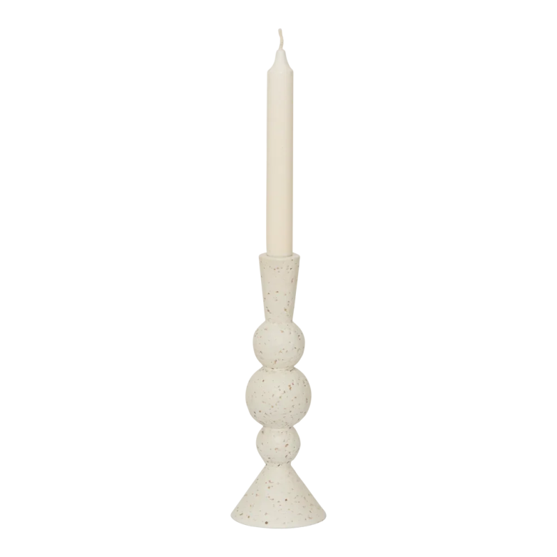 Bougeoir céramique blanc cassé moucheté 23,5 cm Khanya Urban Nature Culture - 3