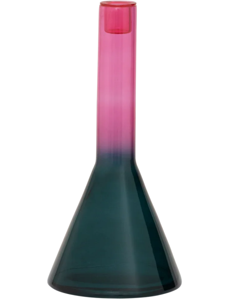 Bougeoir verre recyclé vert et rose 27 cm Frisk Urban Nature Culture - 1