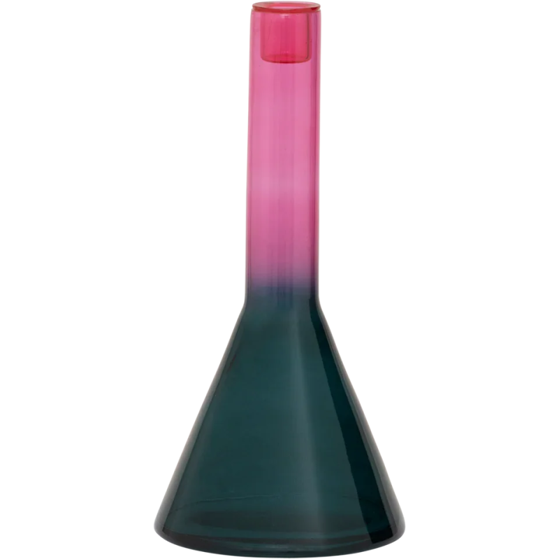 Bougeoir verre recyclé vert et rose 27 cm Frisk Urban Nature Culture - 1