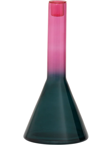 Bougeoir verre recyclé vert et rose 27 cm Frisk Urban Nature Culture - 1