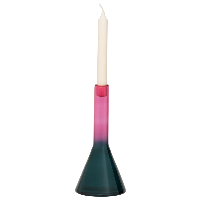 Bougeoir verre recyclé vert et rose 27 cm Frisk Urban Nature Culture - 4