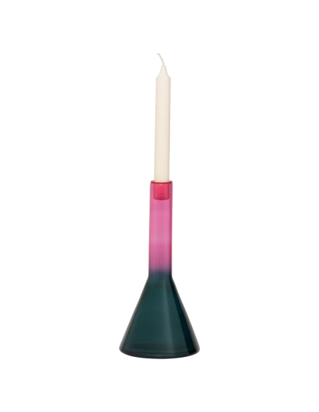 Bougeoir verre recyclé vert et rose 27 cm Frisk Urban Nature Culture - 4
