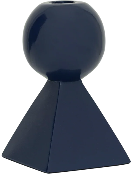 Bougeoir géométrique bois de manguier bleu 15 cm Rett Urban Nature Culture - 1