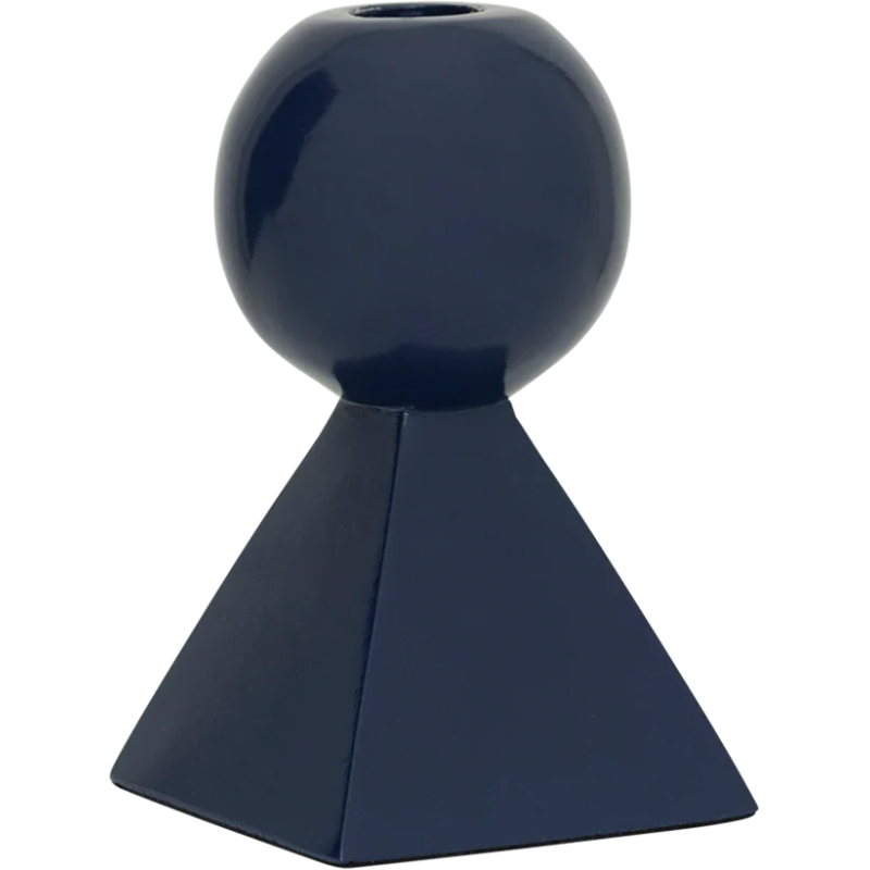 Bougeoir géométrique bois de manguier bleu 15 cm Rett Urban Nature Culture - 1