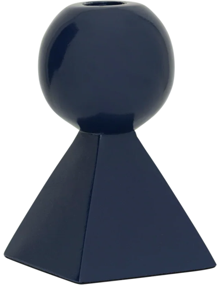 Bougeoir géométrique bois de manguier bleu 15 cm Rett Urban Nature Culture - 1
