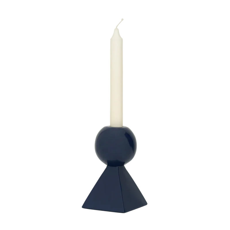Bougeoir géométrique bois de manguier bleu 15 cm Rett Urban Nature Culture - 3