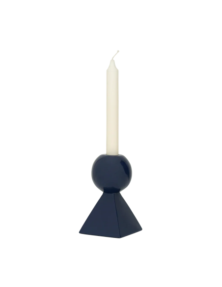 Bougeoir géométrique bois de manguier bleu 15 cm Rett Urban Nature Culture - 3