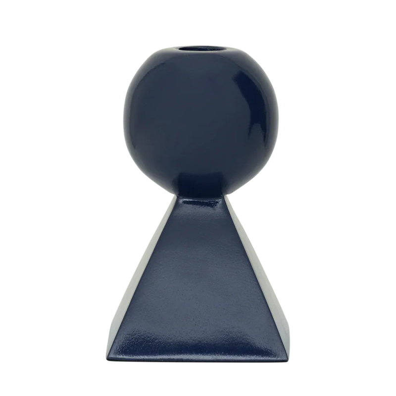 Bougeoir géométrique bois de manguier bleu 15 cm Rett Urban Nature Culture - 4