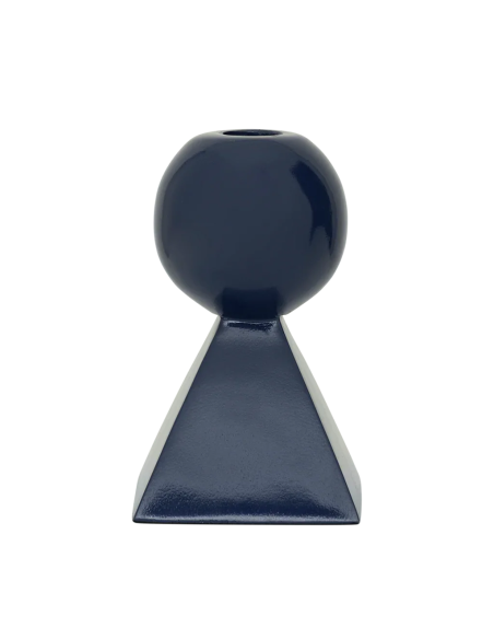 Bougeoir géométrique bois de manguier bleu 15 cm Rett Urban Nature Culture - 4