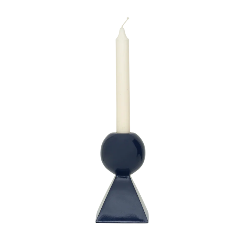 Bougeoir géométrique bois de manguier bleu 15 cm Rett Urban Nature Culture - 5