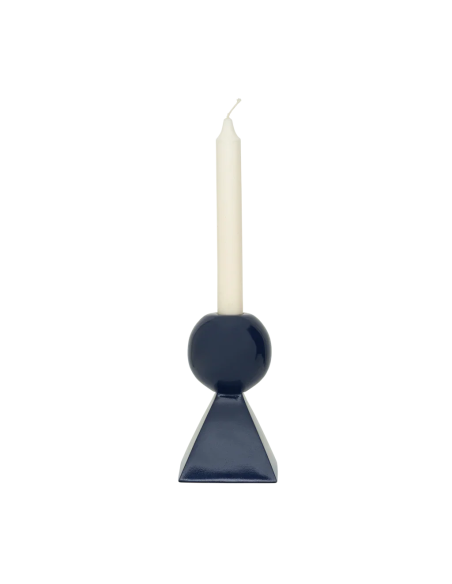 Bougeoir géométrique bois de manguier bleu 15 cm Rett Urban Nature Culture - 5