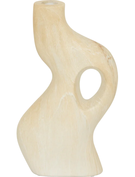 Bougeoir sculptural céramique beige effet travertin 24 cm Perla Urban Nature Culture - 1