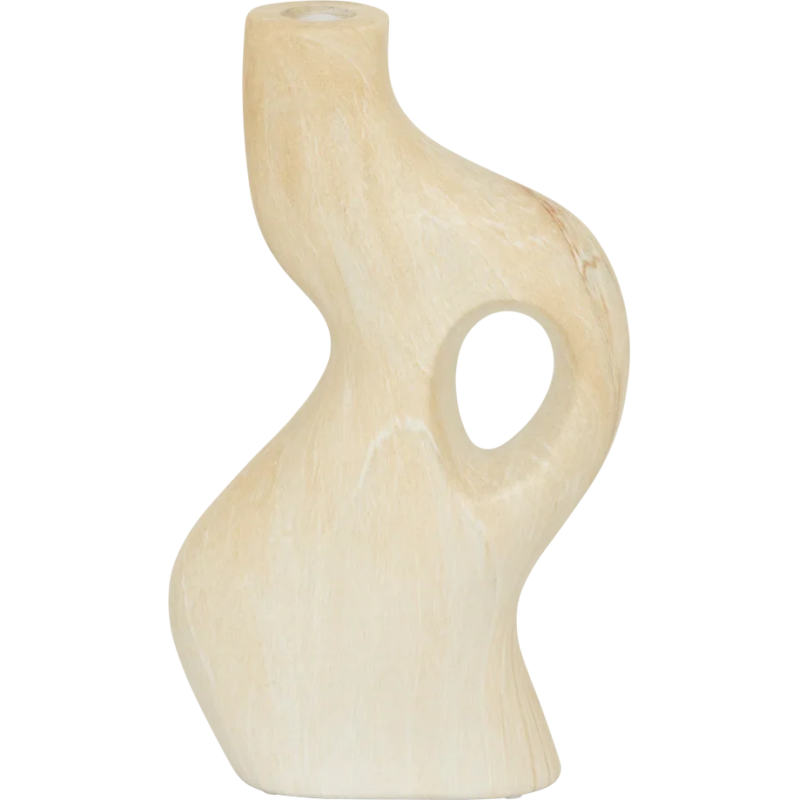 Bougeoir sculptural céramique beige effet travertin 24 cm Perla Urban Nature Culture - 1