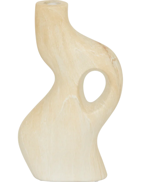 Bougeoir sculptural céramique beige effet travertin 24 cm Perla Urban Nature Culture - 1