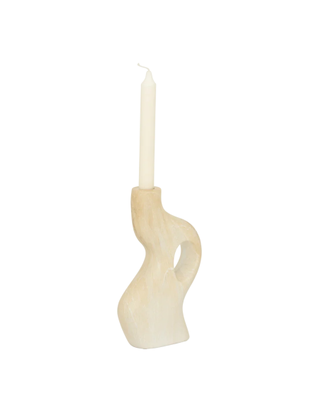 Bougeoir sculptural céramique beige effet travertin 24 cm Perla Urban Nature Culture - 3