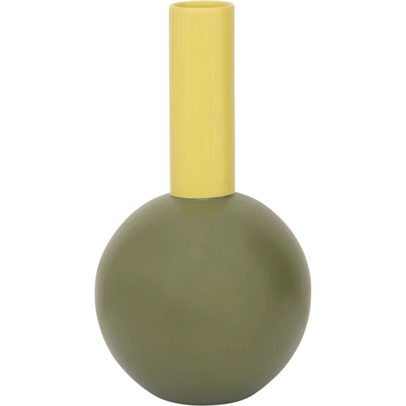 Vase boule céramique vert olive et jaune 18,5x34,5 cm Farve Urban Nature Culture - 1